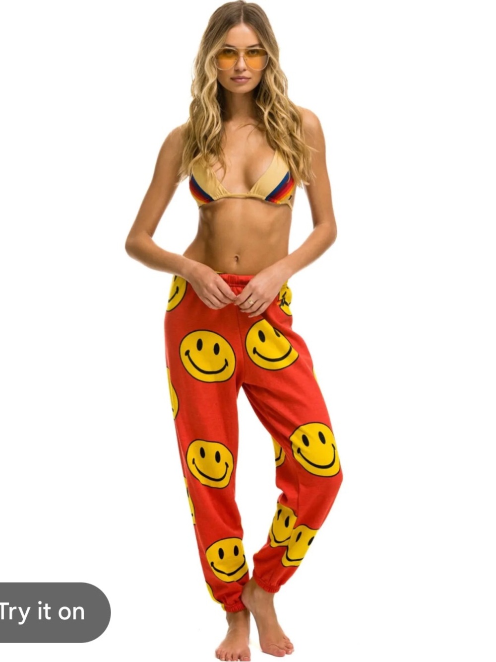 Aviator Nation Smiley All Over Woman’s Red Sweatpants